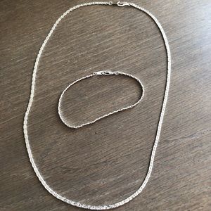 14k silver bracelet and necklace set